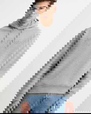 Marc O'Polo hanorac de bumbac culoarea gri, cu glugă, uni, 620400754002