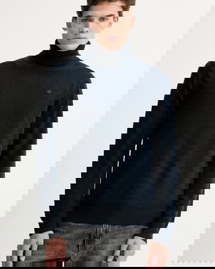 G-Star pulover de lână culoarea bleumarin, cu guler, D27706.B692