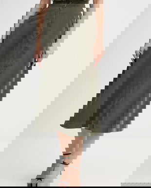 United Colors of Benetton fustă din bumbac culoarea verde, midi, evazați, 494BD0058