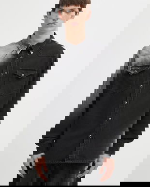 MM6 Maison Margiela cămașă jeans culoarea negru, regular, SH2DT0024.M30011.969