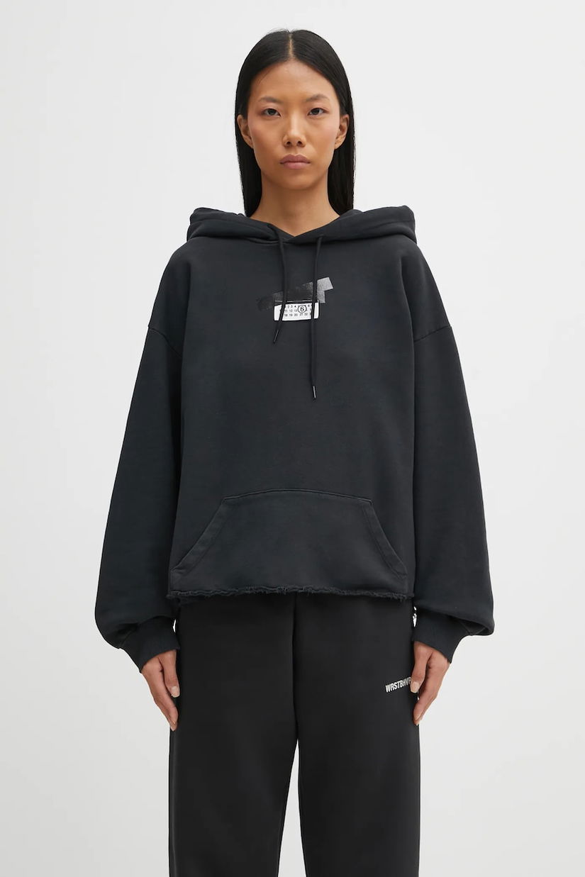 MM6 Maison Margiela hanorac de bumbac culoarea negru, cu glugă, uni, S62GU0142.M25024.899