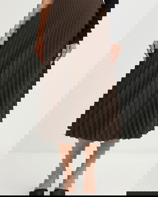 MM6 Maison Margiela fustă culoarea maro, midi, evazați, S62MA0096.M35609.143