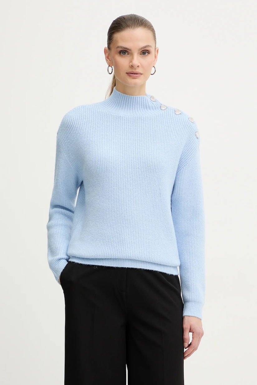 Morgan pulover din amestec de lână MSTORI culoarea gri, cu turtleneck, MSTORI