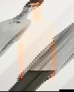 Samsoe Samsoe cămașă de in SAAVAN culoarea bej, cu guler clasic, regular, M24100052