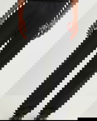 MM6 Maison Margiela pantaloni de trening din bumbac bărbați, culoarea negru, cu imprimeu, SH2KA0027