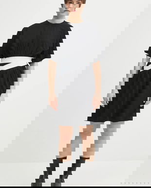 MM6 Maison Margiela rochie din bumbac culoarea negru, mini, evazată, S52DA0063