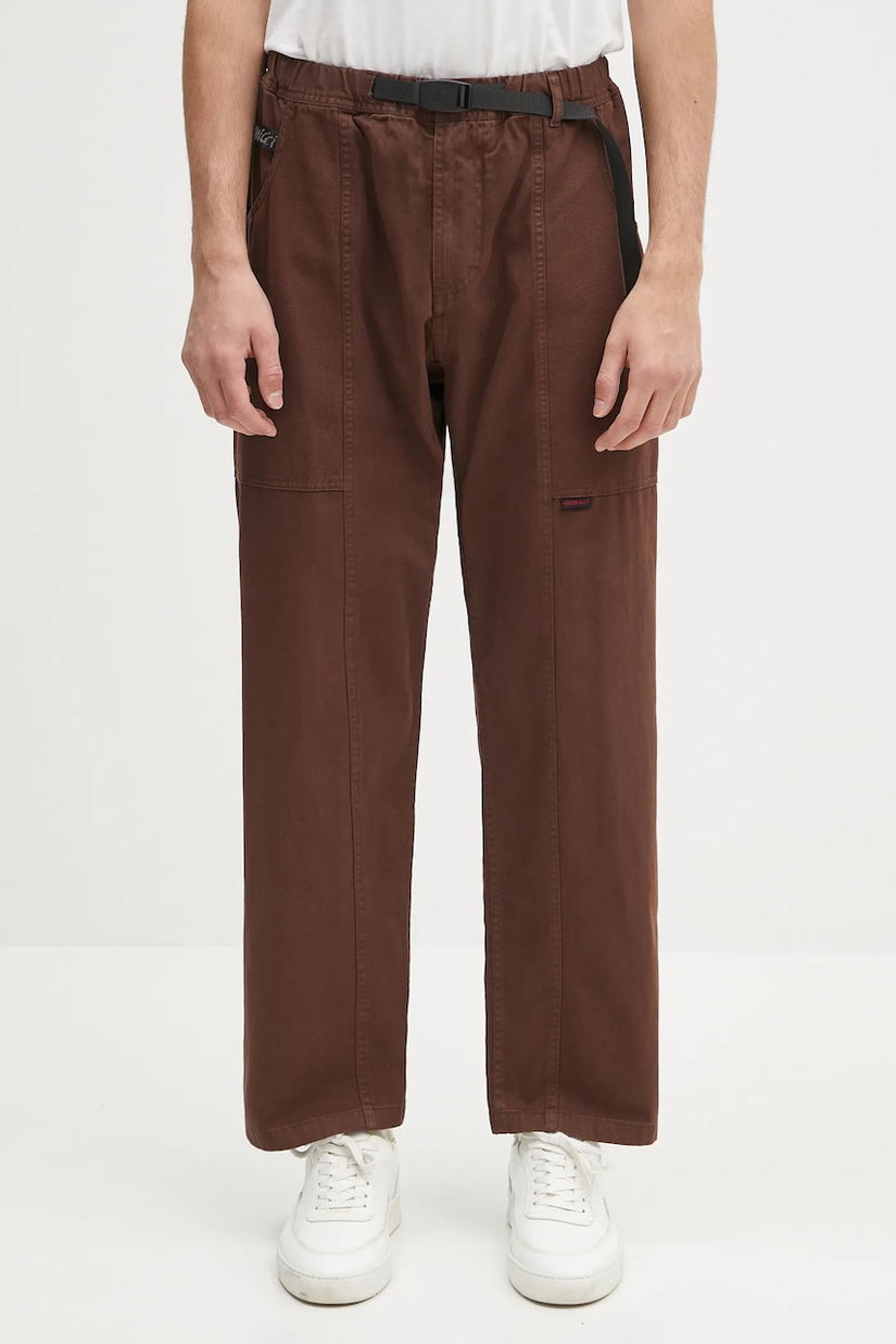 Gramicci pantaloni de bumbac culoarea maro, drept, G105.OGT