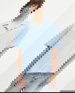 adidas Originals cămașă din bumbac Essentials Seersucker Short Sleeve Shirt cu guler clasic, relaxed, JD2457