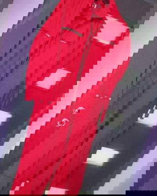 salopeta rosie bumbac impecabila