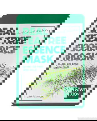 Masca Faciala cu Extract de Arbore de Ceai - FarmStay Real Tea Tree Essence Mask, 23 ml