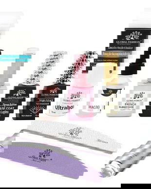 Set Pedichiura Global Fashion, Mini-lampa Uv/Led, UltraBond, Base Coat, Culoare intensă