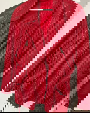 Geaca de piele naturala rosie