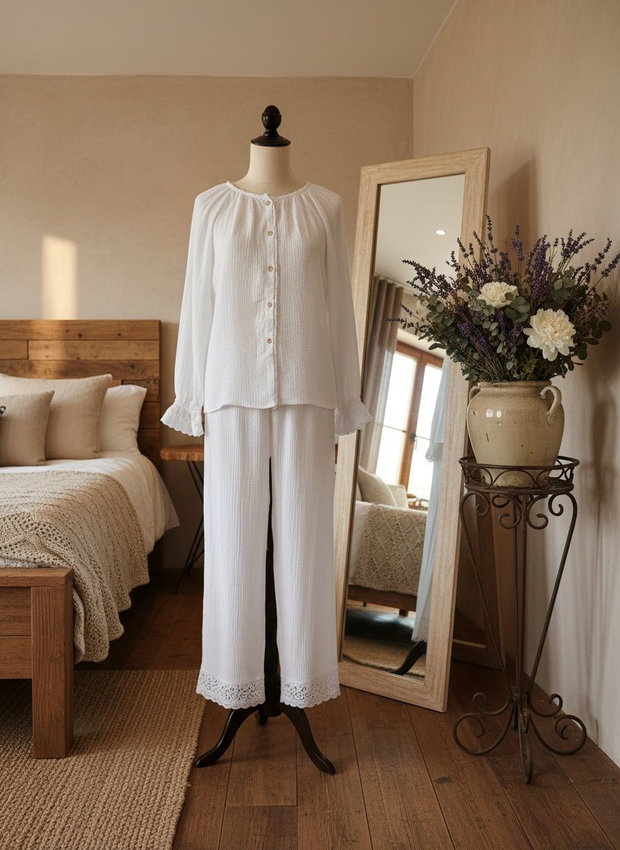 Pijamale muselina White Lily