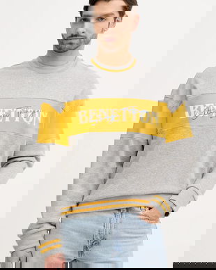 United Colors of Benetton hanorac de bumbac x Stranger Things culoarea gri, cu imprimeu, 342ZU10BA