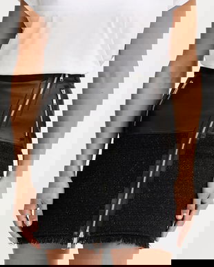 Karl Lagerfeld fustă din amestec de lână culoarea negru, mini, drept, B1W12001