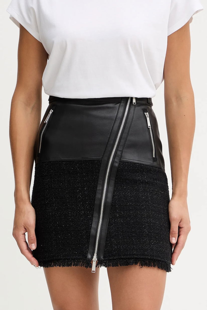 Karl Lagerfeld fustă din amestec de lână culoarea negru, mini, drept, B1W12001