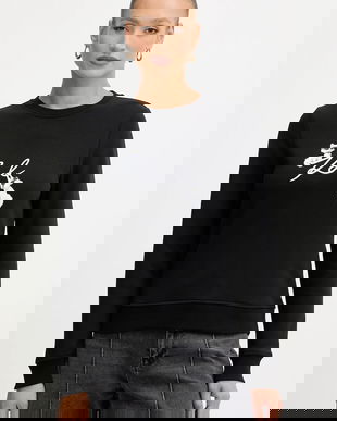 Karl Lagerfeld bluză IKON SIGNATURE culoarea negru, cu imprimeu, B1W20031