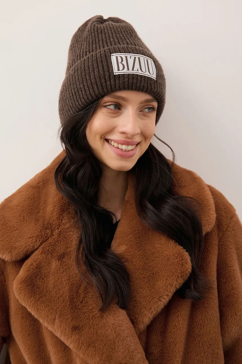Bizuu pălărie din amestec de lână MOYU culoarea maro, MOYU BRĄZOWY