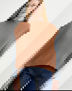 A.P.C. vestă de lână Pull Mathilde culoarea maro, light, cu turtleneck, WOASA.F23430