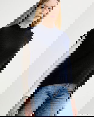 A.P.C. vestă de lână Pull Mathilde culoarea bleumarin, light, cu turtleneck, WOASA.F23430