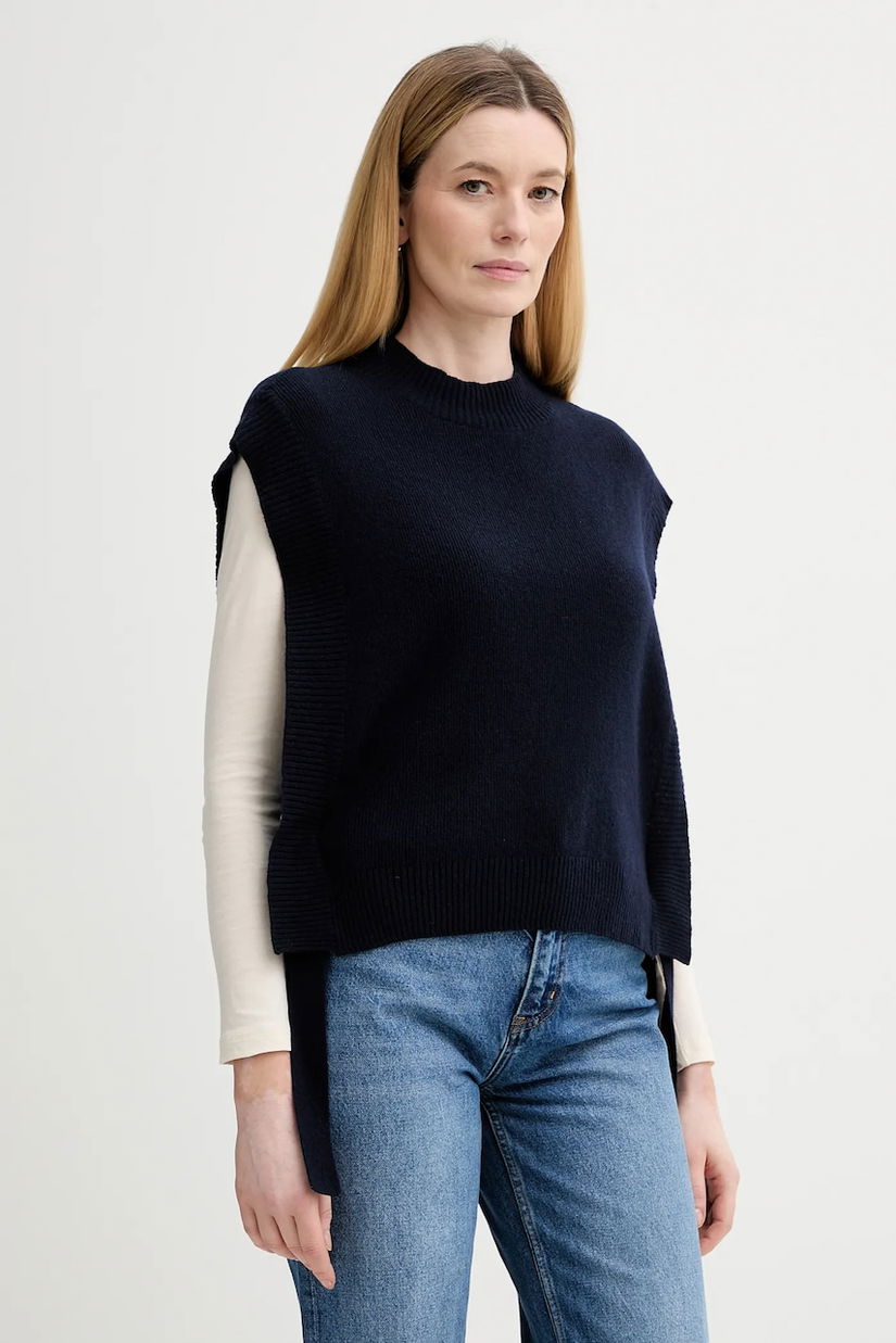 A.P.C. vestă de lână Pull Mathilde culoarea bleumarin, light, cu turtleneck, WOASA.F23430