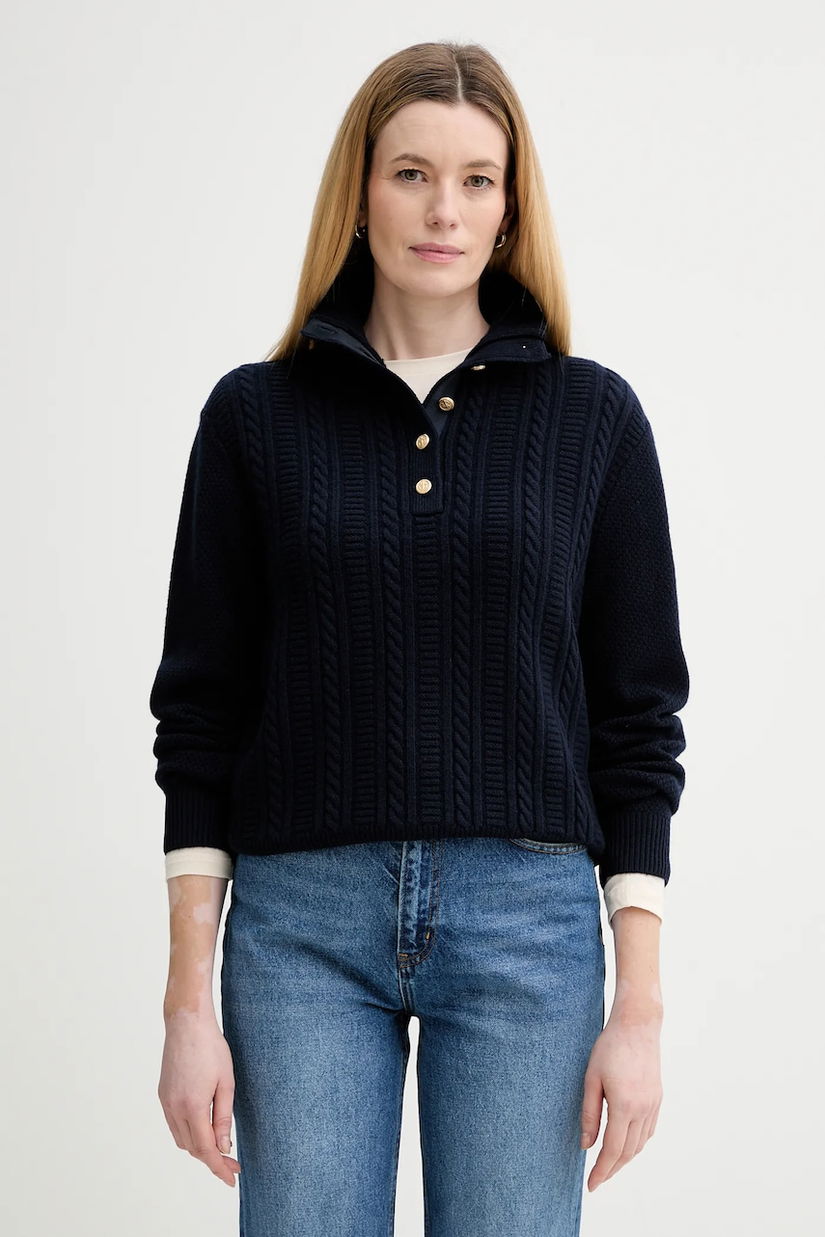 A.P.C. pulover de lână Pull Thea culoarea bleumarin, cu turtleneck, WVBCZ.F23426