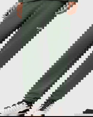 AllSaints pantaloni de trening din bumbac culoarea verde, uni, M034TD
