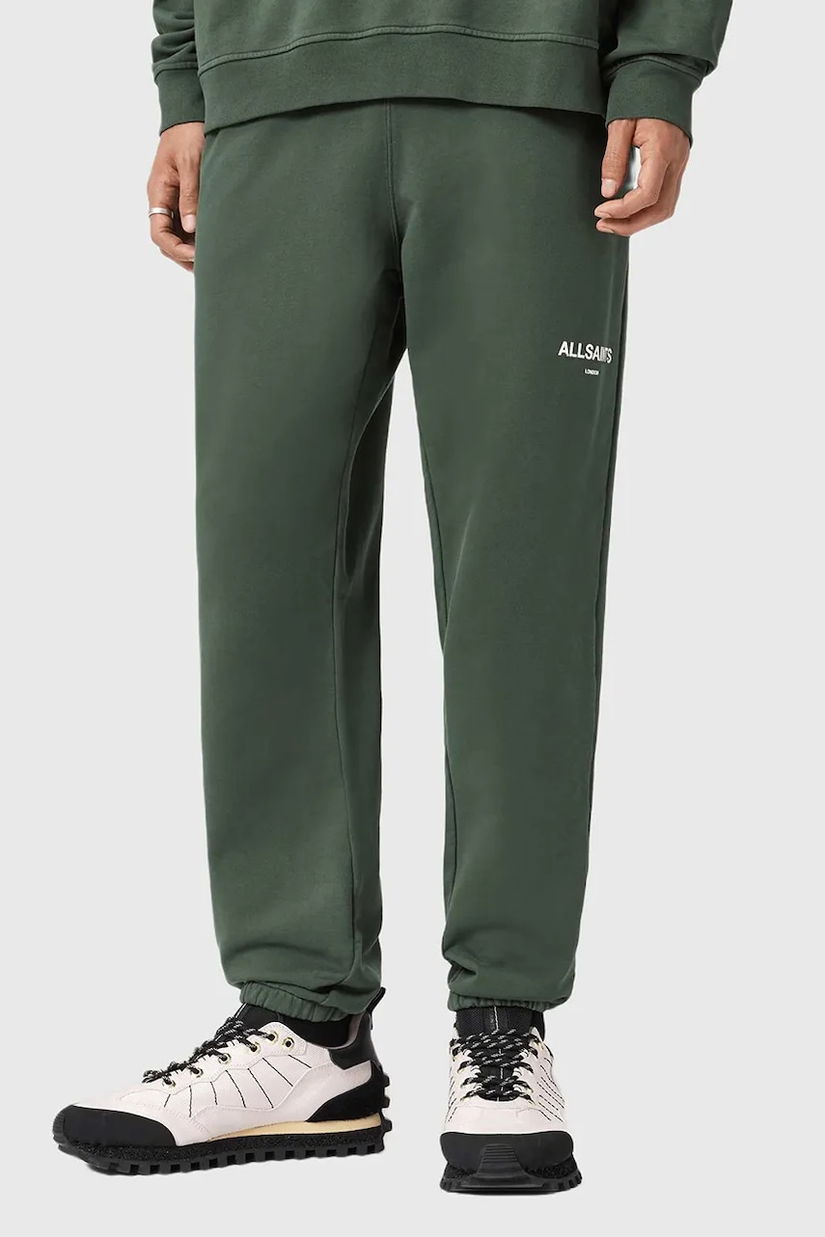 AllSaints pantaloni de trening din bumbac culoarea verde, uni, M034TD