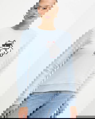 Karl Lagerfeld bluză IKON culoarea bej, cu imprimeu, A4W20043