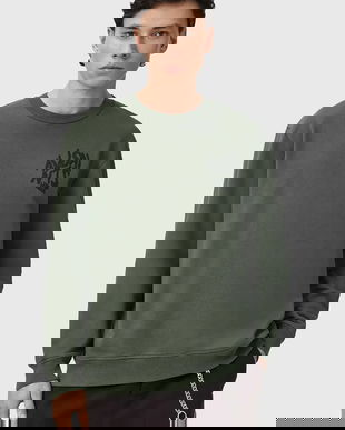 AllSaints hanorac de bumbac ORLANDO culoarea verde, cu imprimeu, M058NB