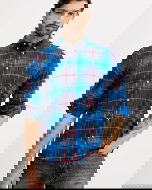 United Colors of Benetton cămașă din bumbac cu guler button-down, regular, 5TCRUQ04W