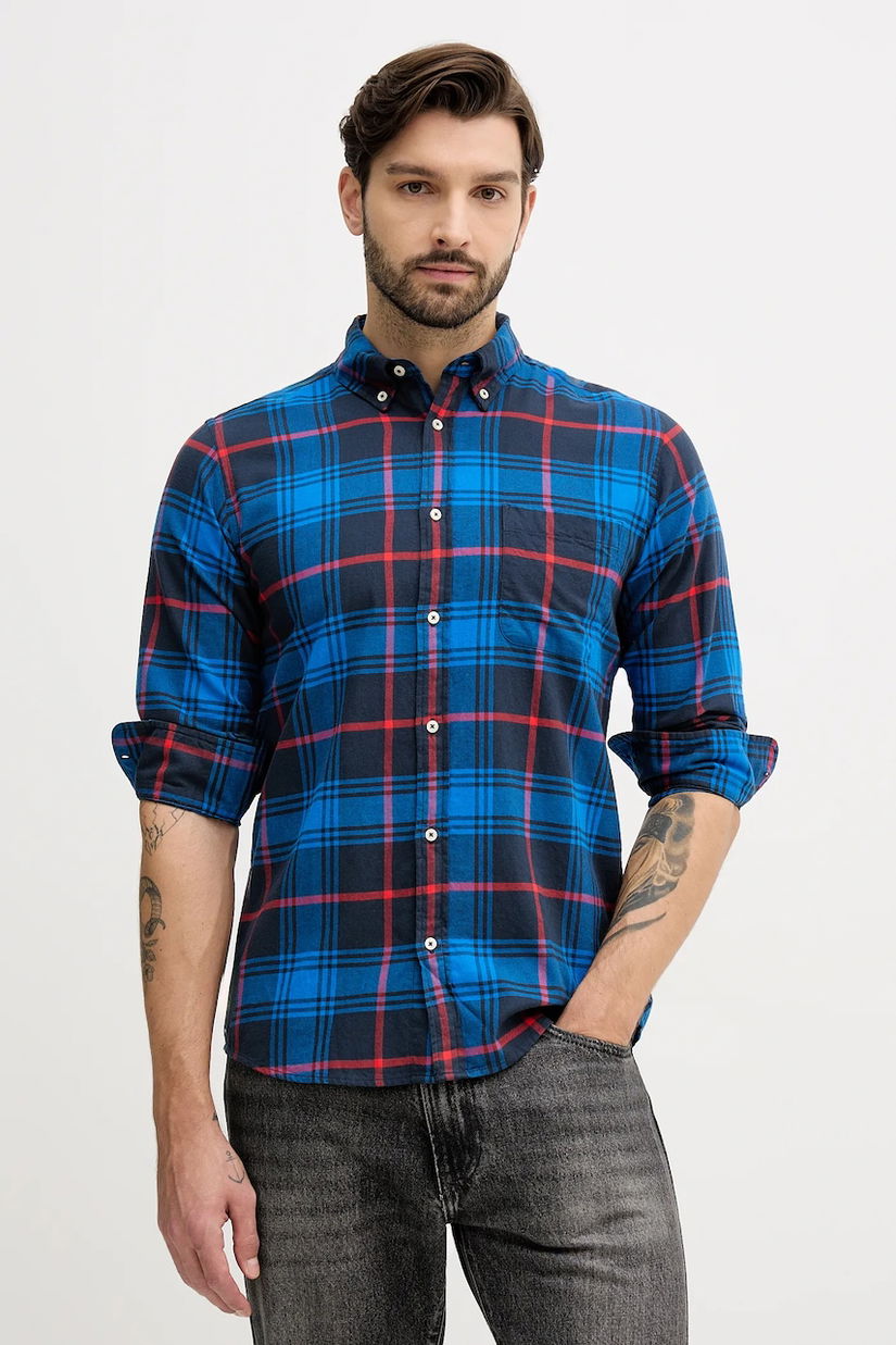 United Colors of Benetton cămașă din bumbac cu guler button-down, regular, 5TCRUQ04W