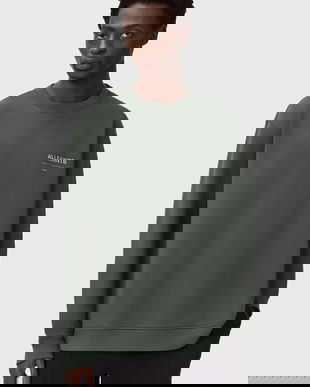 AllSaints hanorac de bumbac UNDERGROUND culoarea maro, cu imprimeu, M033NB