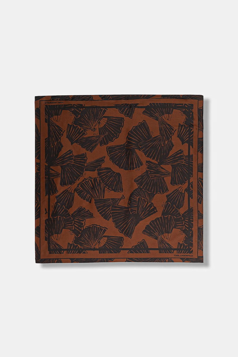 Karl Lagerfeld eșarfă de mătase K/SIGNATURE culoarea maro, cu imprimeu, B1W33024