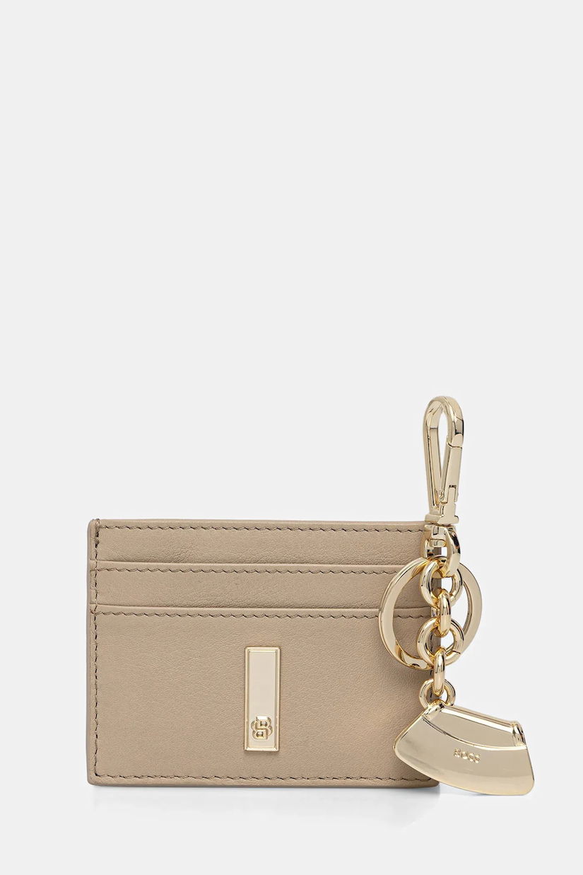 BOSS carcasă din piele culoarea bej, 50558140