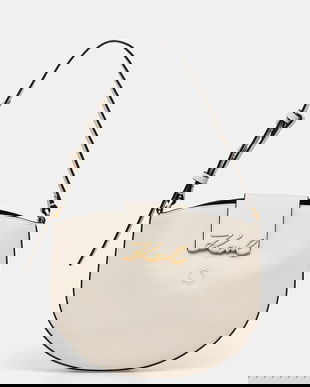 Karl Lagerfeld poșetă de piele K/SIGNATURE culoarea alb, B1W30059