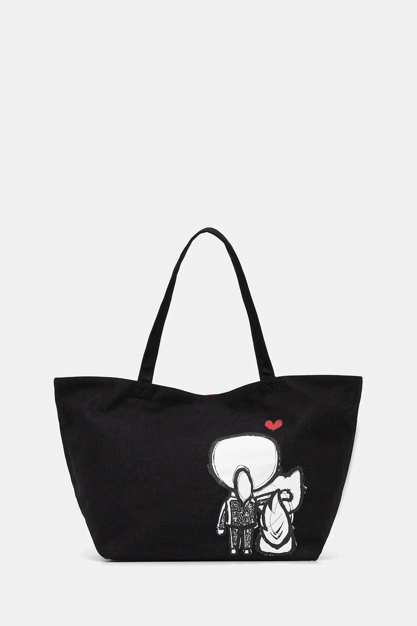 Karl Lagerfeld geantă de bumbac IKON culoarea negru, B1W50052