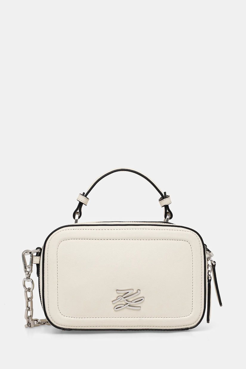 Karl Lagerfeld poșetă de piele K/AUTOGRAPH culoarea alb, B1W30269