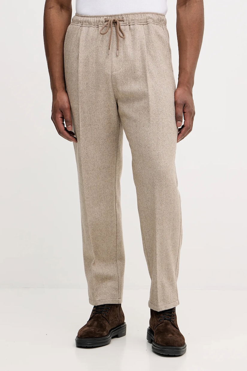 United Colors of Benetton pantaloni cu lână pantaloni drepti pentru bărbați, culoare bej, 47WUUF05V