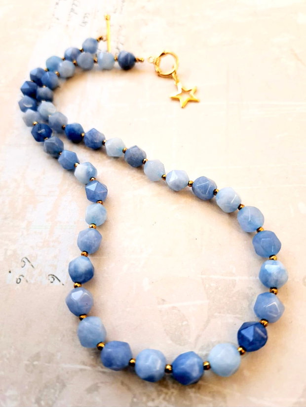 Colier CHOKER Jad turmalinat bleu