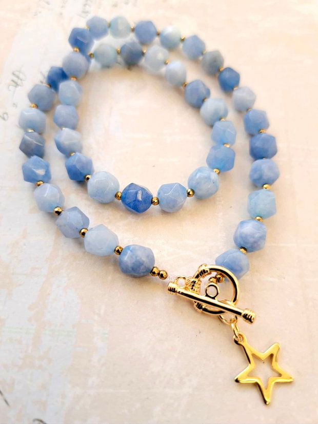 Colier CHOKER Jad turmalinat bleu