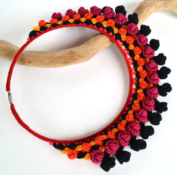 Colier mexican negru-grena
