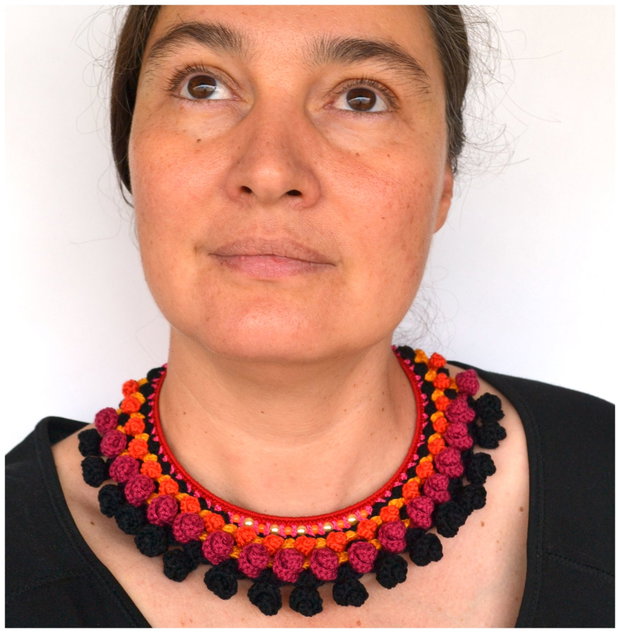 Colier mexican negru-grena
