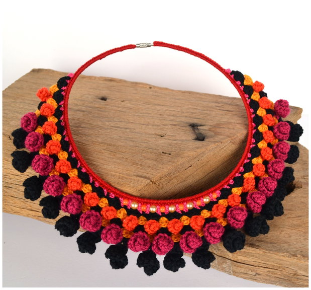 Colier mexican negru-grena
