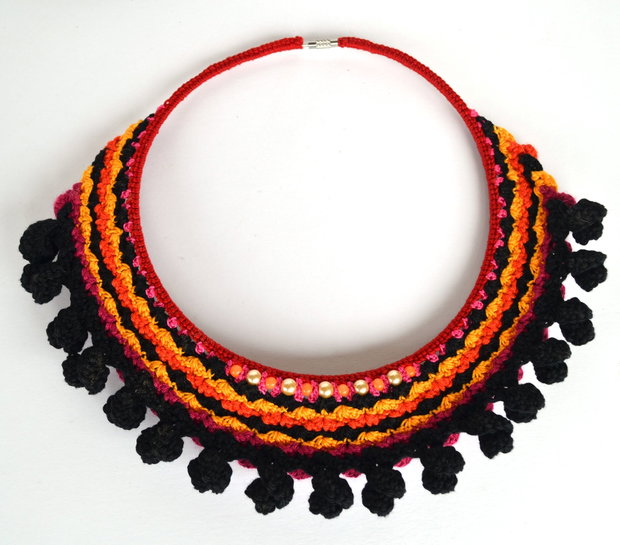 Colier mexican negru-grena