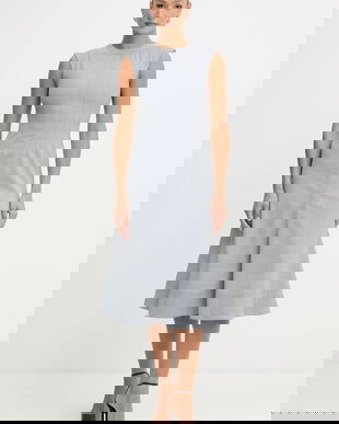 Karl Lagerfeld rochie din amestec de lână culoarea gri, midi, evazati, A3W13034