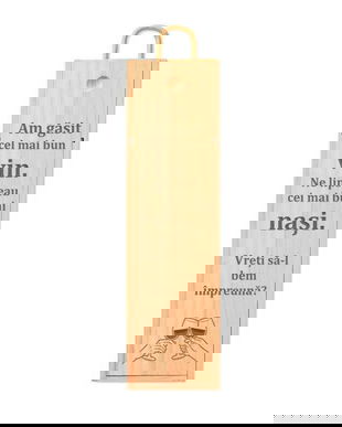 Cutie din Lemn, Piksel, pentru o sticla de Vin, cadou Nasi, cu mesaj