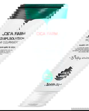 Spuma de Curatare pentru Fata cu Extract de Centella Asiatica - FarmStay Cica Farm Nature Solution Foam Cleanser, 180 ml