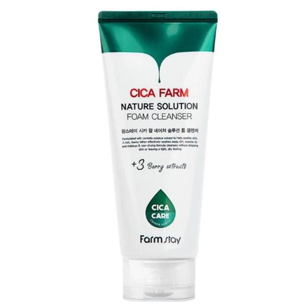 Spuma de Curatare pentru Fata cu Extract de Centella Asiatica - FarmStay Cica Farm Nature Solution Foam Cleanser, 180 ml