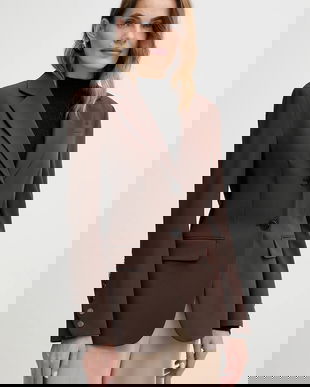 Karl Lagerfeld sacou culoarea maro, un singur rând de nasturi, uni, B1W14011